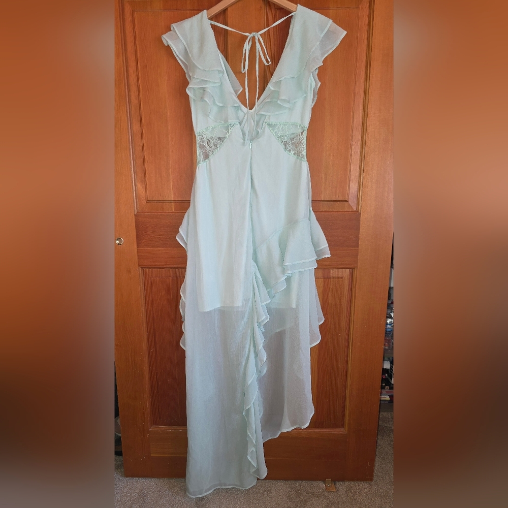 ASOS Design Ruffle Maxi dress size 4 Aqua Blue - Picture 2 of 9
